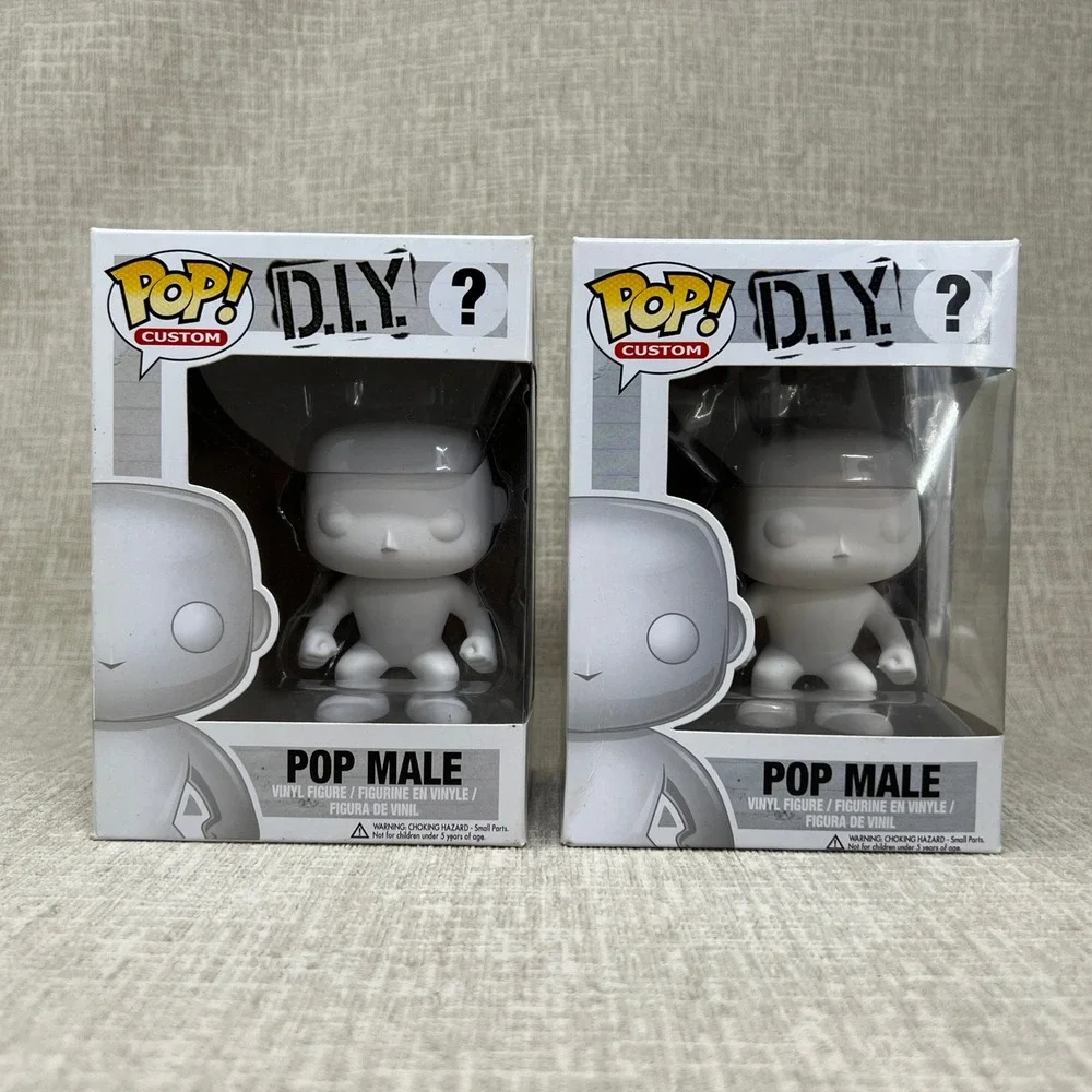 NEW Funko Pop DIY Custom Male Vinyl Figure Blank White Lot of 2